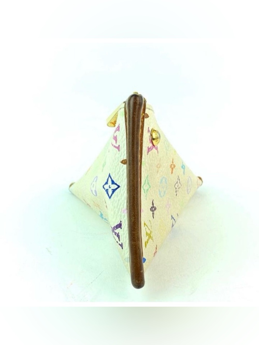 Louis Vuitton White Multicolor Monogram Berlingo Zip Coin Pouch with Brown Trim - Picture 7 of 8